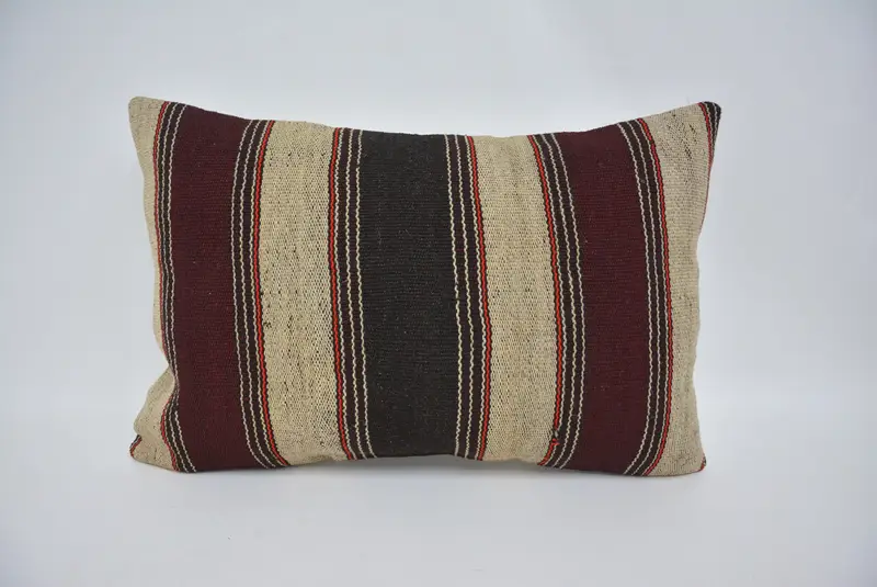 Home Decor Pillow, Vintage Kilim Throw Pillow, Accent Throw Cushion Case, Cushion Case, 16x24 Beige Cushion, Ethnical Kilim Rug Pillow - 1