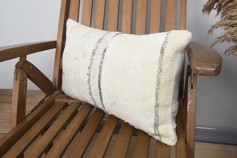 Antique Pillows, Pillow for Couch, 12x20 Beige Pillow, Interior Designer Pillow, Turkish Bench Cushion Cover, Pillow Cover, Toss Cushion - 3