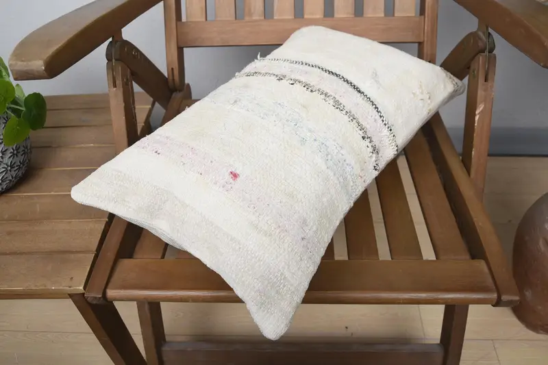 Antique Pillows, Pillow for Couch, 12x20 Beige Pillow, Interior Designer Pillow, Turkish Bench Cushion Cover, Pillow Cover, Toss Cushion - 4