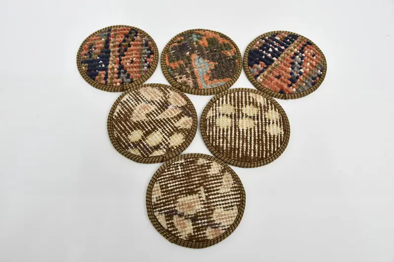Kahverengi ve Turuncu Bardak Altlıkları, Benzersiz Kilim Bardak Altlığı Takımı