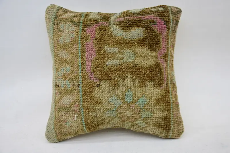 Vintage 12x12 inch Pillowcase, Anniversary Gift Small Square Brown Gift Christmas Gift Pillow - 1