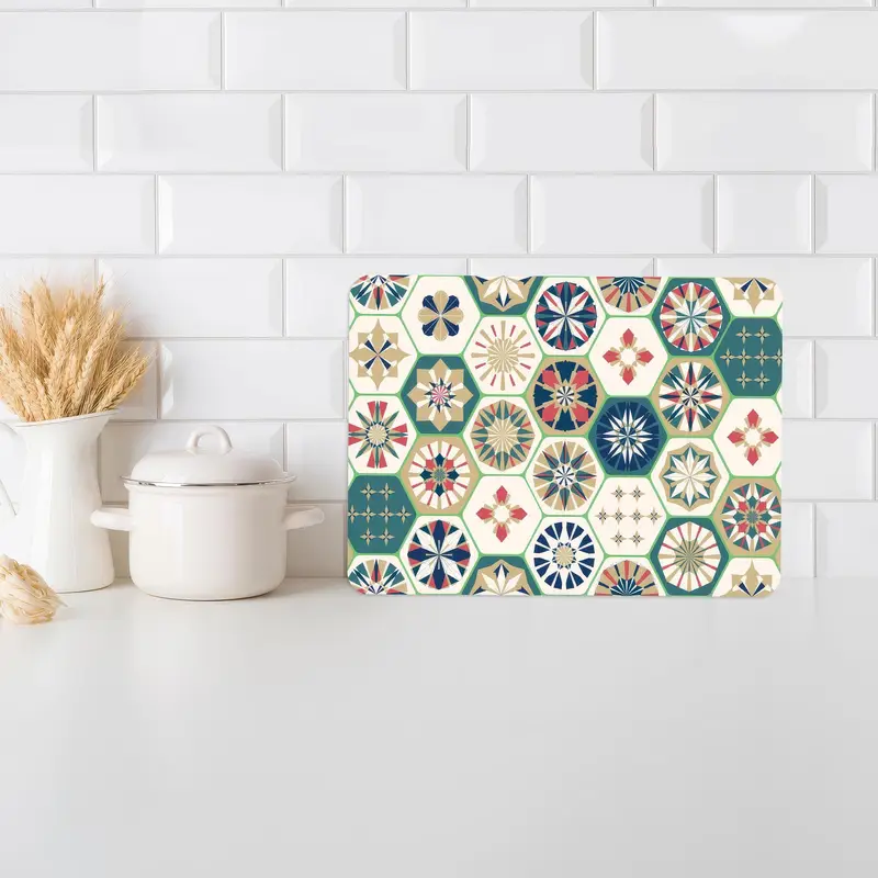 Modern Patterned Glass Cutting Board with Boho Design