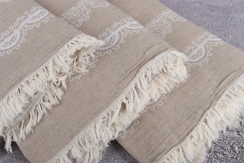 88x80 Cotton Ethnic Design Towel, Throw Blanket for Bed, Woven Throw Blanket, Customized Turkish Blanket, Wedding Favors, Boho Throw Blankets - 5