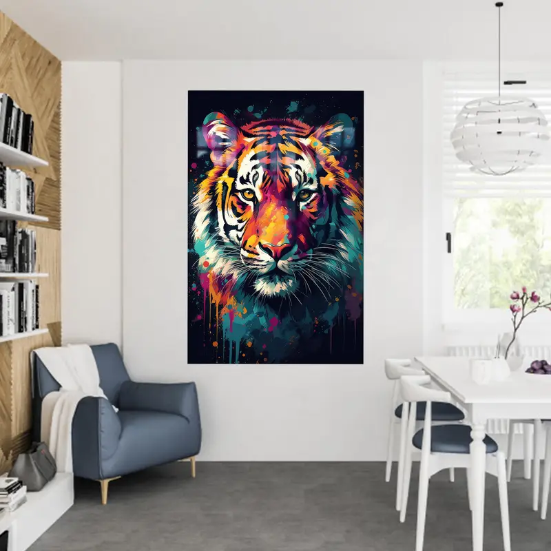 モダンなプリントガラス: トレンディな装飾のための抽象的なタイガーデザイン