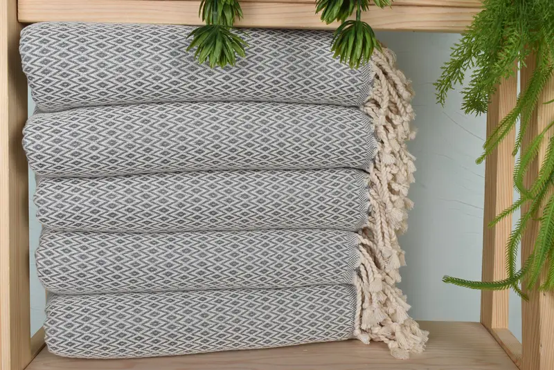 Dark Gray Cotton Towel Handmade Towel, 40x71 Inches