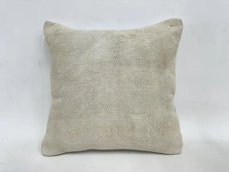 16x16 Beige Cushion, Cushion Case, Kilim Pillow, Christmas Cushion Case, Vintage Kilim Throw Pillow, Interior Designer Pillow, Nomadic Cushion - 1