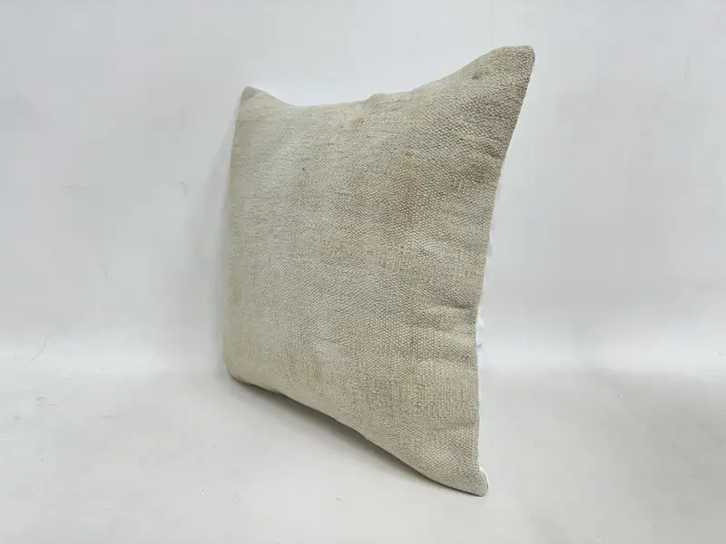 16x16 Beige Cushion, Cushion Case, Kilim Pillow, Christmas Cushion Case, Vintage Kilim Throw Pillow, Interior Designer Pillow, Nomadic Cushion - 4