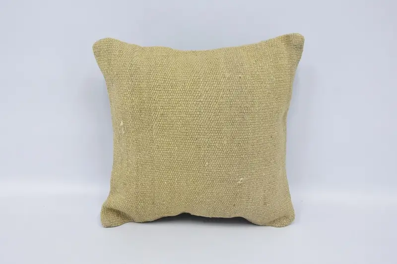 Plaid Turkish Beige Pillow Cover, 16x16 inch Salon Moroccan Gift for Her Euro Sham - 1