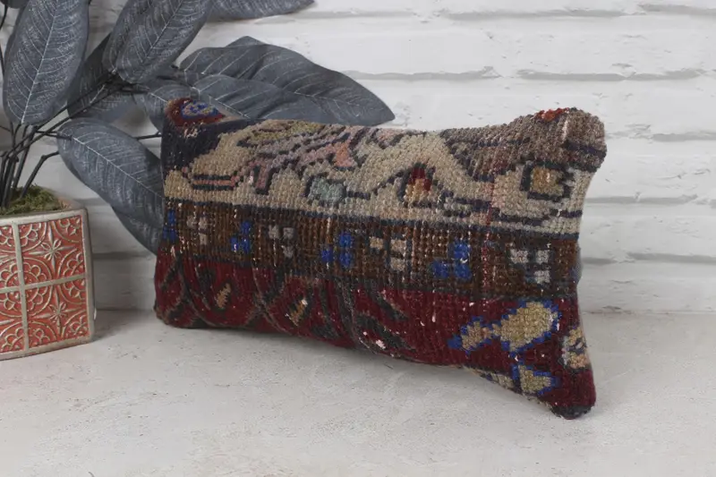 Pillow Sham, Kilim Pillow Cover, Bolster Cushion Case, Pillow for Sofa, Rustic Pillow Sham, Throw Kilim Pillow, 8x16 Beige Cushion Case - 3