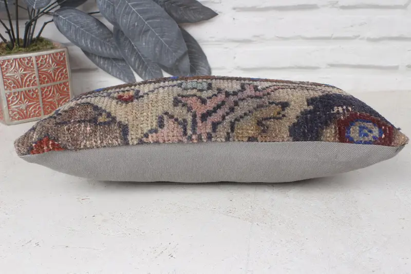 Pillow Sham, Kilim Pillow Cover, Bolster Cushion Case, Pillow for Sofa, Rustic Pillow Sham, Throw Kilim Pillow, 8x16 Beige Cushion Case - 5