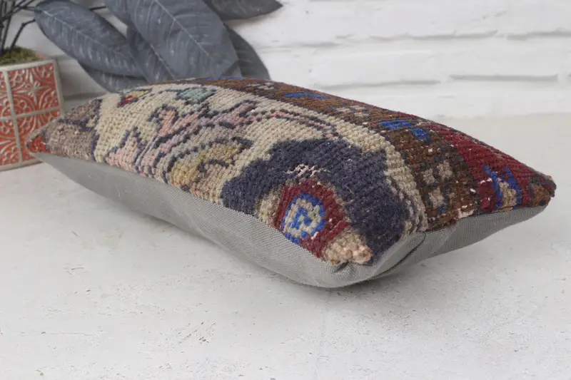 Pillow Sham, Kilim Pillow Cover, Bolster Cushion Case, Pillow for Sofa, Rustic Pillow Sham, Throw Kilim Pillow, 8x16 Beige Cushion Case - 6