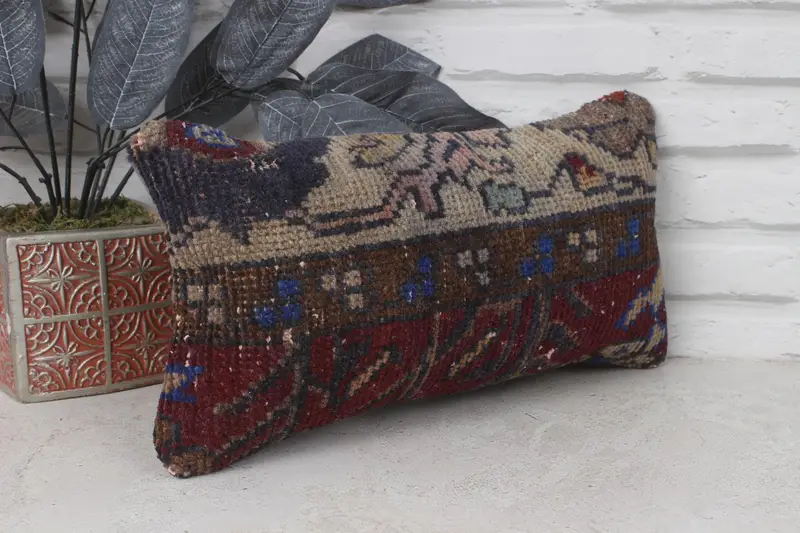 Pillow Sham, Kilim Pillow Cover, Bolster Cushion Case, Pillow for Sofa, Rustic Pillow Sham, Throw Kilim Pillow, 8x16 Beige Cushion Case - 4