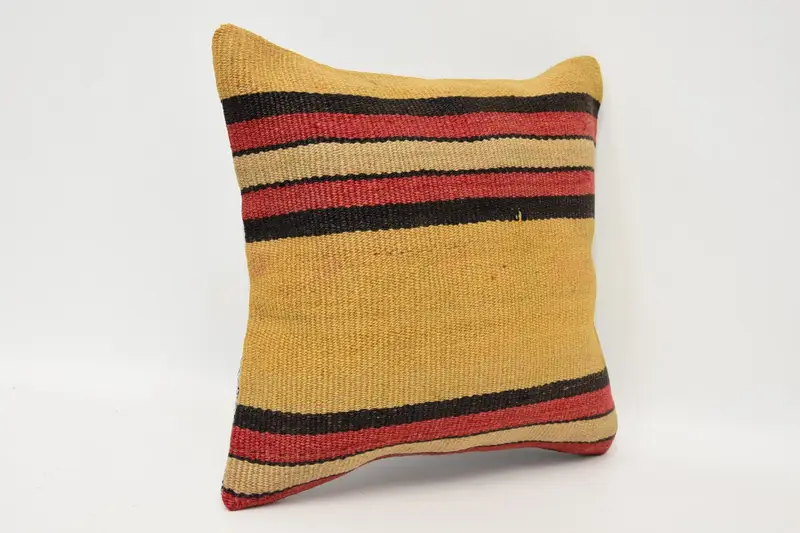 Pillow for Couch, Yoga Cushion Case, Vintage Pillow, Cushion, Throw Kilim Pillow, Aztec Pillow Case, 12x12 Yellow Cushion Case, Couch Pillow Case - 3