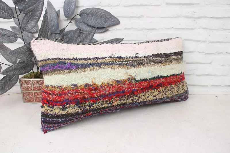 Floor Pillow, Interior Designer Pillow, Pillow, Vintage Kilim Pillow, Meditation Cushion Case, 12x24 Pink Pillow, Kilim Pillow - 3