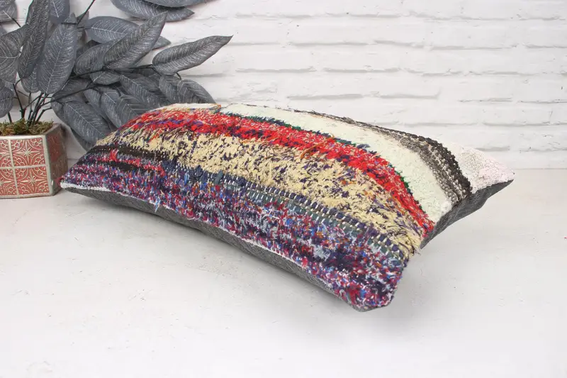 Floor Pillow, Interior Designer Pillow, Pillow, Vintage Kilim Pillow, Meditation Cushion Case, 12x24 Pink Pillow, Kilim Pillow - 6