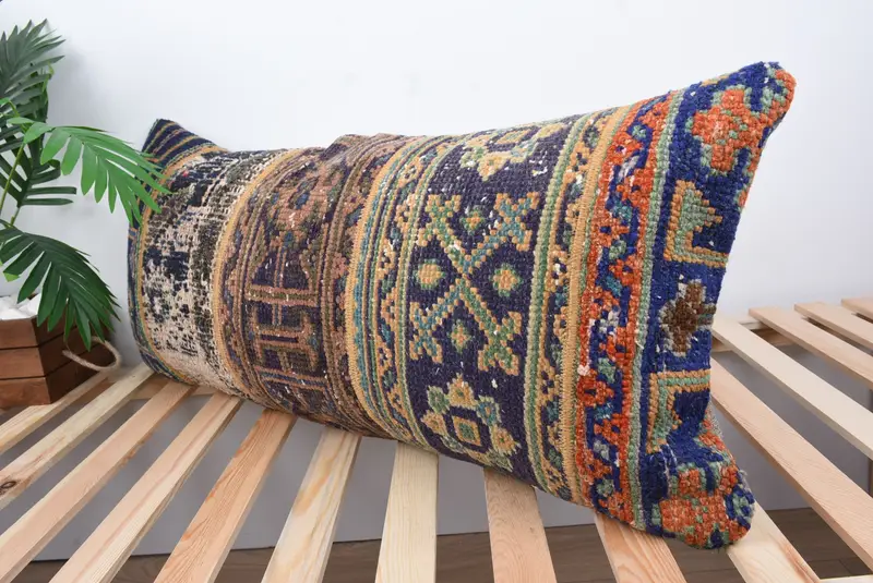 Cushion Cover, Turkish Pillow, Boho Pillow Sham Cover, Personalized Gift Pillow Pillow Sham, Vintage Pillow, 16x36 Blue Cushion Case - 5