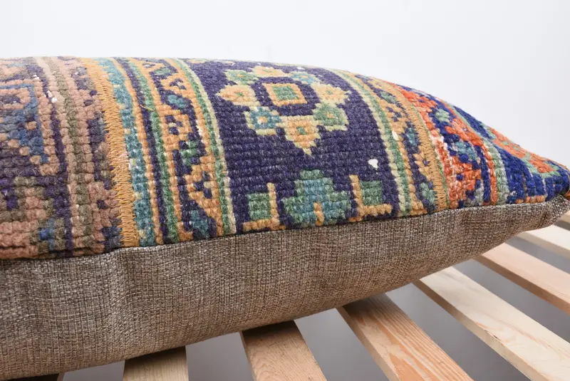 Cushion Cover, Turkish Pillow, Boho Pillow Sham Cover, Personalized Gift Pillow Pillow Sham, Vintage Pillow, 16x36 Blue Cushion Case - 7