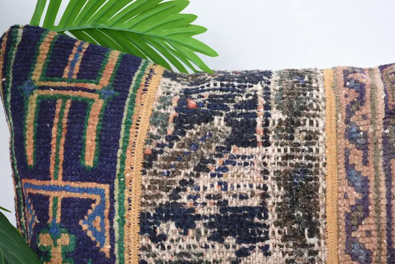 Cushion Cover, Turkish Pillow, Boho Pillow Sham Cover, Personalized Gift Pillow Pillow Sham, Vintage Pillow, 16x36 Blue Cushion Case - 2