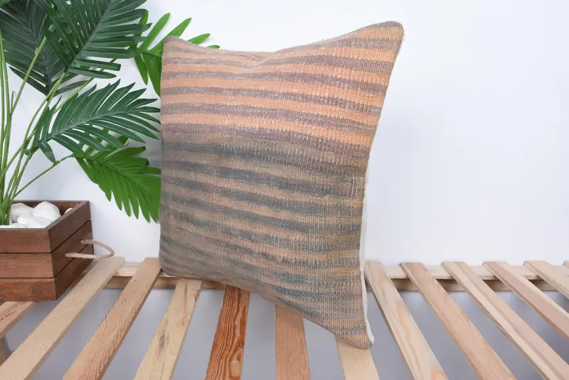 Sofa Cushion Cover, Boho Pillow, Pillow for Couch, Cushion, 18x18 Beige Cushion, Natural Pillow, Kilim Cushion Sham, Oriental Cushion - 5