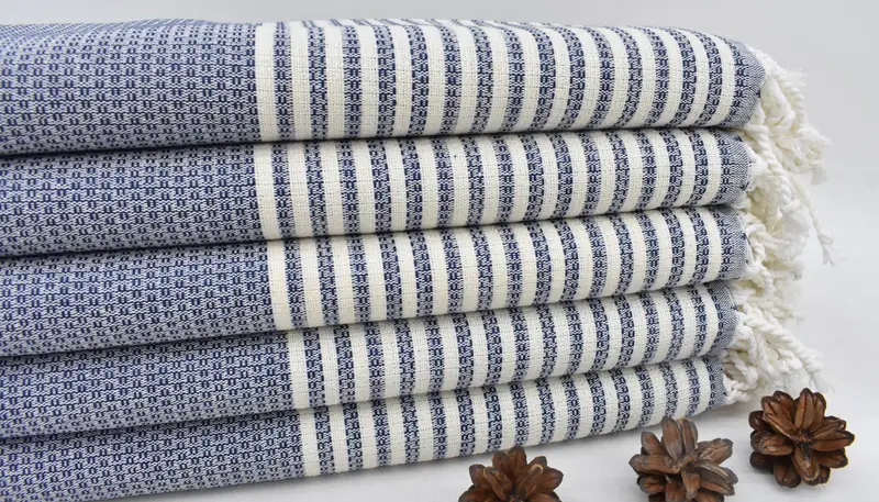 Beach Towel Gift, 68x40 Cotton Striped Towel, Turkish towel, Sand-resistant Turkish towel for travel, Sand-resistant towel, Bridal Shower Favor - 1