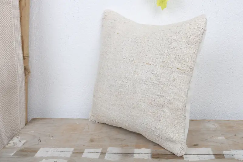 Pillow Sham, Throw Kilim Pillow, Vintage Kilim Throw Pillow, Pillow for Couch, 12x12 White Cushion Cover, Armchair Pillow - 5