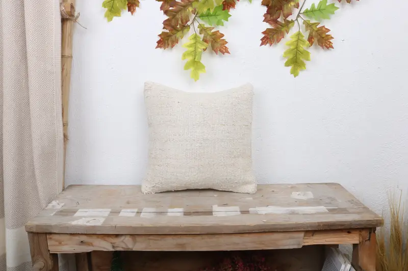Pillow Sham, Throw Kilim Pillow, Vintage Kilim Throw Pillow, Pillow for Couch, 12x12 White Cushion Cover, Armchair Pillow - 1