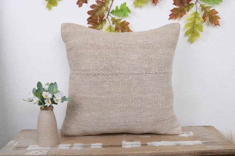 Home Decor Pillow, 18x18 Beige Cushion, Interior Designer Pillow, Hippie Throw Pillow Cover, Ottoman Pillow Sham, Gift Pillow, Cushion Case - 2