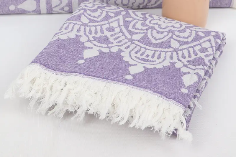 Monogrammed Beach Towel, Bride Gift, Custom Beach Towel, Organic cotton Turkish peshtemal towel, Handmade Gift, 74x36 Cotton Floral Patterned Towel - 6