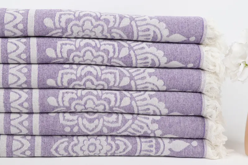 Monogrammed Beach Towel, Bride Gift, Custom Beach Towel, Organic cotton Turkish peshtemal towel, Handmade Gift, 74x36 Cotton Floral Patterned Towel - 4