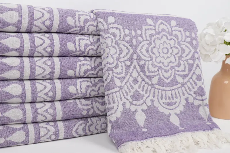 Monogrammed Beach Towel, Bride Gift, Custom Beach Towel, Organic cotton Turkish peshtemal towel, Handmade Gift, 74x36 Cotton Floral Patterned Towel - 3