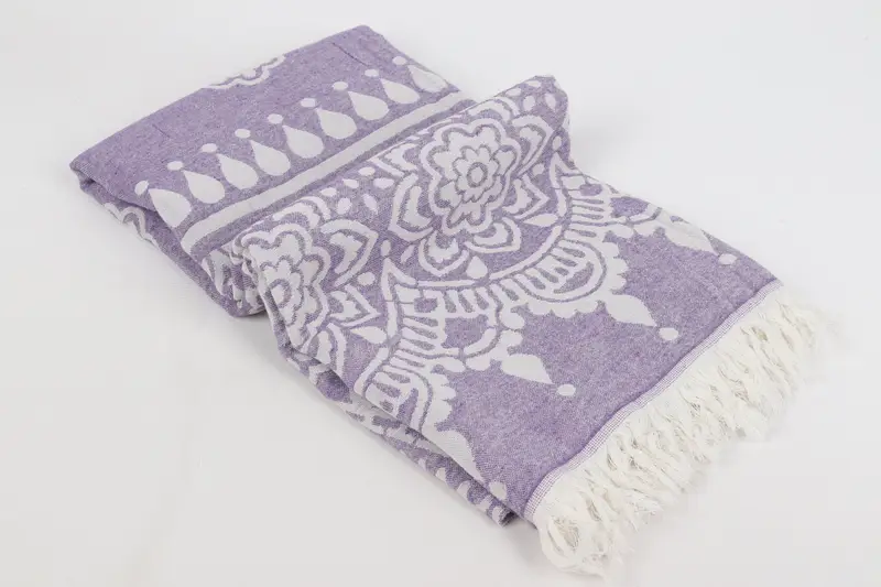 Monogrammed Beach Towel, Bride Gift, Custom Beach Towel, Organic cotton Turkish peshtemal towel, Handmade Gift, 74x36 Cotton Floral Patterned Towel - 7