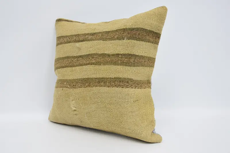 Vintage Kilim Throw Pillow, 16x16 Beige Pillow Sham, Cushion Case, Kilim Cushion Sham, Bohemian Cushion Cushion Cover, Kilim Pillow Cover - 4