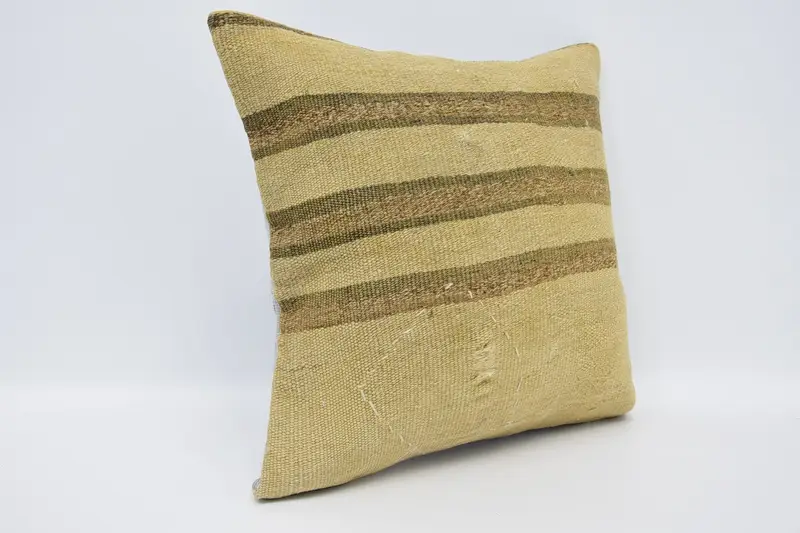 Vintage Kilim Throw Pillow, 16x16 Beige Pillow Sham, Cushion Case, Kilim Cushion Sham, Bohemian Cushion Cushion Cover, Kilim Pillow Cover - 3