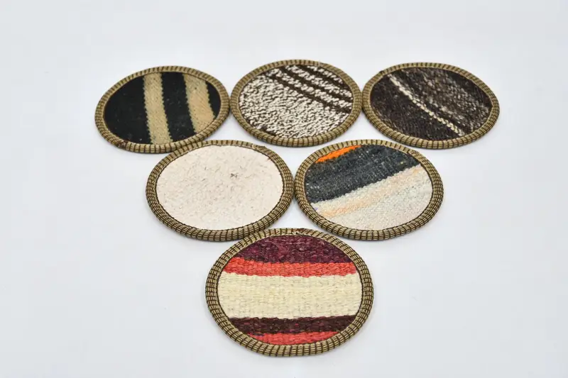 Elegant White and Brown Striped Coasters, Stylish Drink Coasters