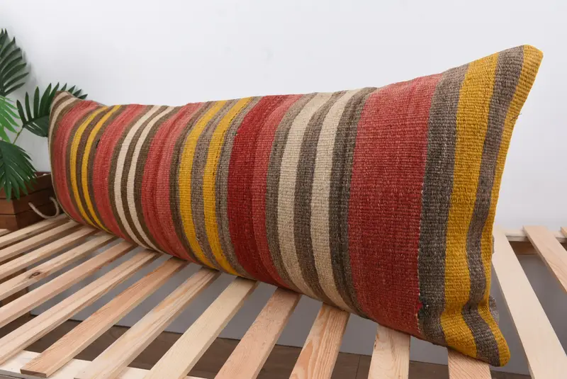 Pillow for Sofa, Kilim Pillow, Knitted Cushion, 16x48 Red Pillow Sham, Turkish Rugs Cushion Case, Vintage Kilim Pillow, Pillow Case - 5