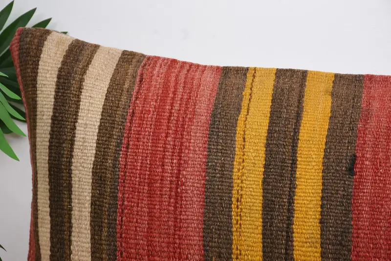 Pillow for Sofa, Kilim Pillow, Knitted Cushion, 16x48 Red Pillow Sham, Turkish Rugs Cushion Case, Vintage Kilim Pillow, Pillow Case - 2
