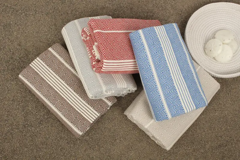 Personalized Turkish Beach Towel Organic Cotton Beige, 69x38 Inches