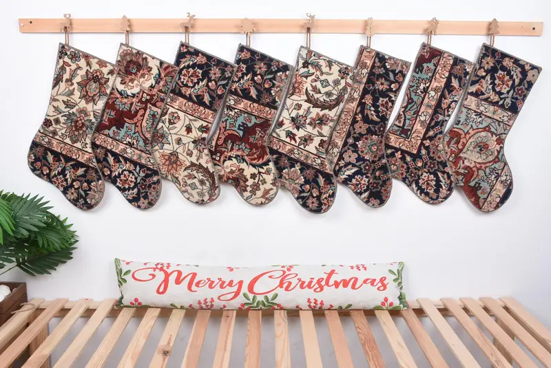 Festive Christmas Ornaments Pattern, 8-Inch Wide Christmas Stocking