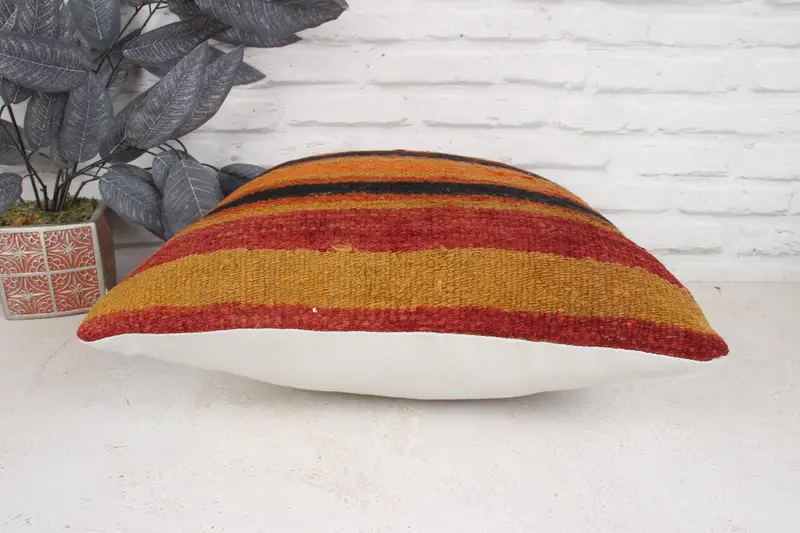 Gift Pillow, Vintage Kilim Pillow, Wholesale Cushion Cover, 18x18 Orange Pillow Sham, Pillow Case, Interior Designer Pillow, Indoor Pillow Sham - 5