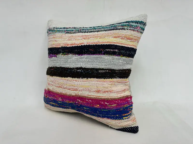 Kilim Pillow Cover, Cushion, Living Room Throw Pillow Cover, 20x20 Gray Pillow Cover, Ikat Pillow, Handmade Kilim Cushion, Kilim Pillow - 4