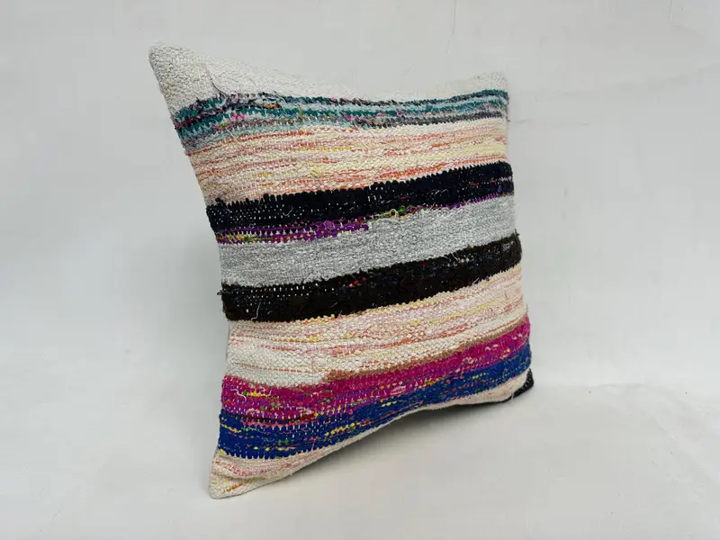 Kilim Pillow Cover, Cushion, Living Room Throw Pillow Cover, 20x20 Gray Pillow Cover, Ikat Pillow, Handmade Kilim Cushion, Kilim Pillow - 3