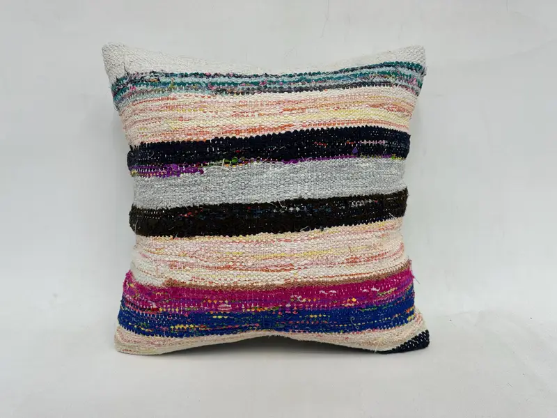 Kilim Pillow Cover, Cushion, Living Room Throw Pillow Cover, 20x20 Gray Pillow Cover, Ikat Pillow, Handmade Kilim Cushion, Kilim Pillow - 1