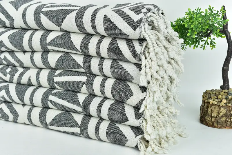 Organic towel, Turkish hand towel, 70x40 Cotton Geometric Towel, Handmade Turkish hammam towel, Wedding Towel, Turkish towel, Gift For Coworker - 5