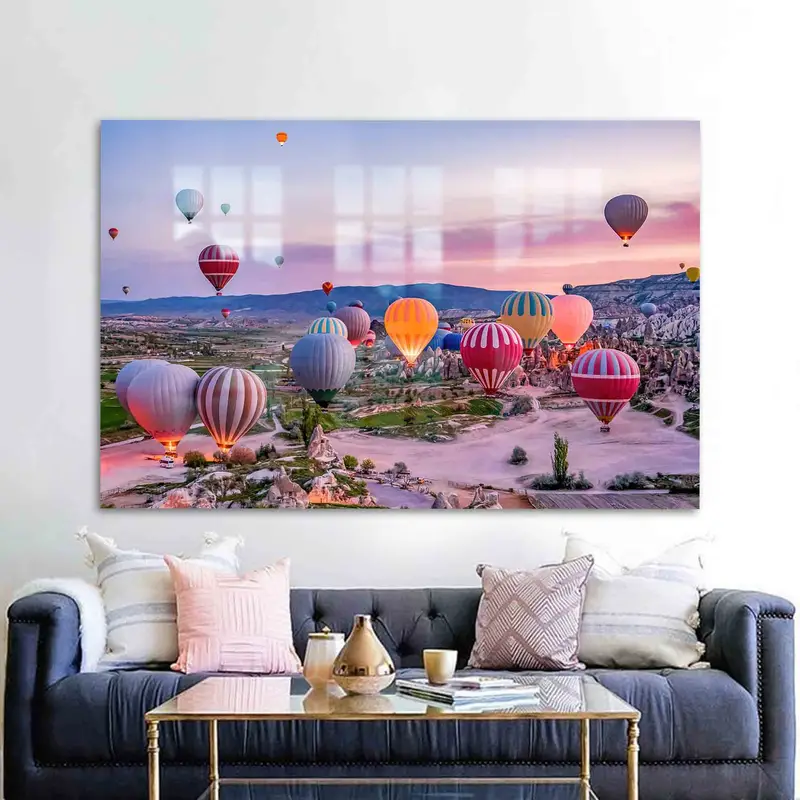 Zarif Baskılı Cam: Kapadokya'nın Hava Balonlarının Büyüsünü Yakalayın