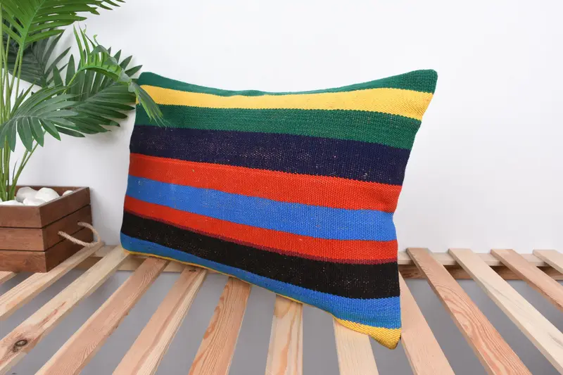 Ethnical Kilim Rug Pillow, Meditation Cushion Case, 16x24 Red Pillow Cover, Home Decor Pillow, Pillow Sham, Interior Designer Pillow - 5