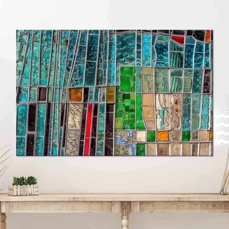 現代的なカラフルなガラスプリントキャンバス - 鮮やかな室内装飾