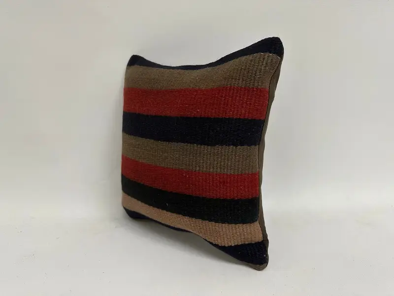 Cushion Cover, Antique Pillows, 12x12 Red Pillow Case, Aesthetic Pillow, Accent Throw Pillow, Turkish Kilim Pillow, Kilim Cushion Sham - 4