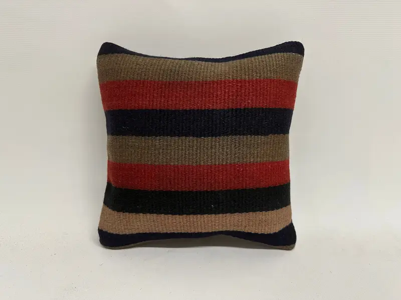 Cushion Cover, Antique Pillows, 12x12 Red Pillow Case, Aesthetic Pillow, Accent Throw Pillow, Turkish Kilim Pillow, Kilim Cushion Sham - 1