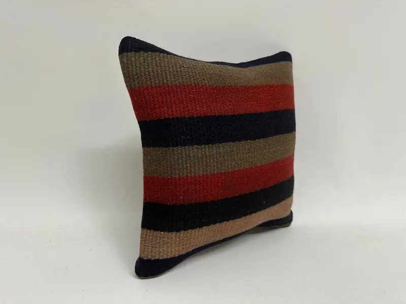 Cushion Cover, Antique Pillows, 12x12 Red Pillow Case, Aesthetic Pillow, Accent Throw Pillow, Turkish Kilim Pillow, Kilim Cushion Sham - 3