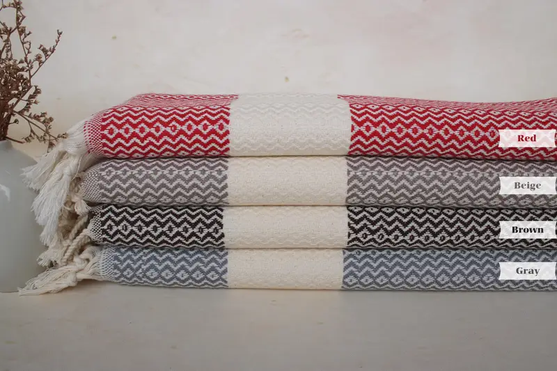 Turkish Tea Towel, Bathroom Towels, Bridal Shower Favors, Personalized Wedding Gift For Couple, Monogrammed Hand Towel, 40x18 Cotton Zigzag Towel - 1